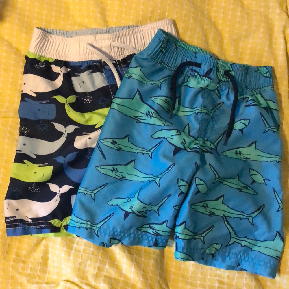 Old Navy Boy’s Swim Trunks Shark & Whale 4T 🦈 🐳